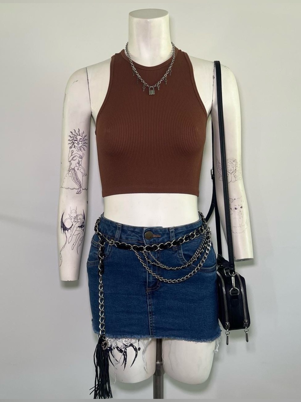 Brown Ribbed Tank Top
